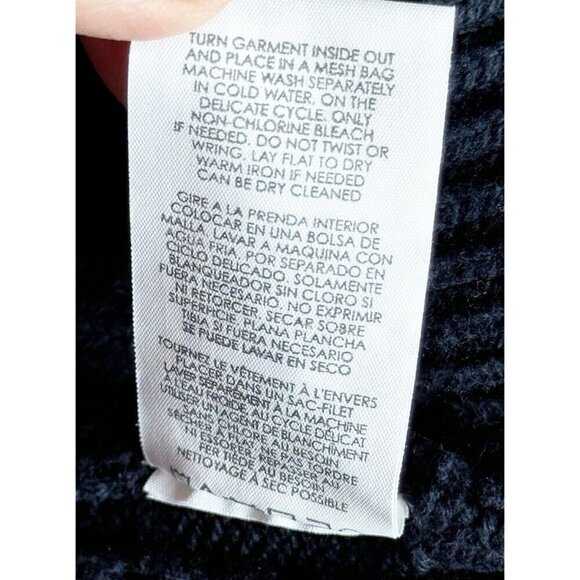 CAbi Woman's Sz M Blue Cable Knit Slant Pocket Button Up Cardigan Sweater #3882 - Picture 6 of 7